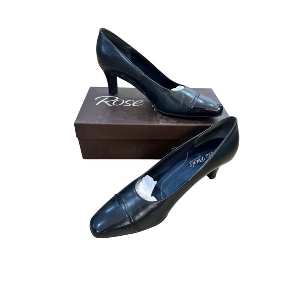 Rose Petals by Walking Cradles Shoes - Rose Petals by Walking Cradles Navy Leather Cap Toe Heels Women Size 10 Narrow